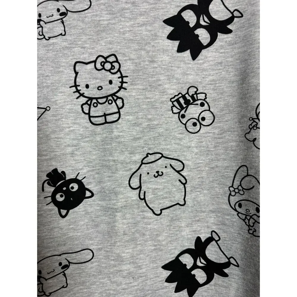 SANRIO HELLO KITTY & FRIENDS Crew Sweatshirt NEW LS Fleece Gray Size M - Picture 4 of 6